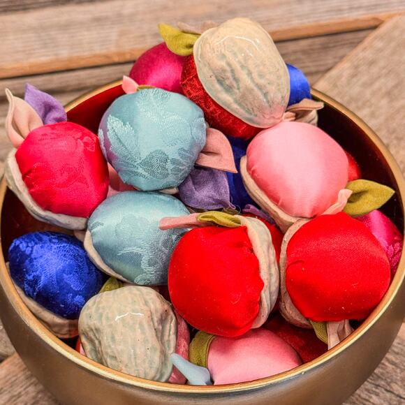 26 Vintage Handcrafted Ceramic and Fabric Faux Walnuts Decor-Bold/Bright Hues - Picture 3 of 10